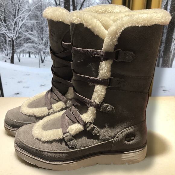 Women's 9.5 TIMBERLAND Kenniston Muk Tall Gray Suede Boots - Picture 1 of 12